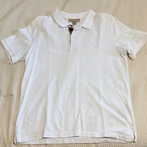 Burberry White Men's Polo with Signature Check Trim